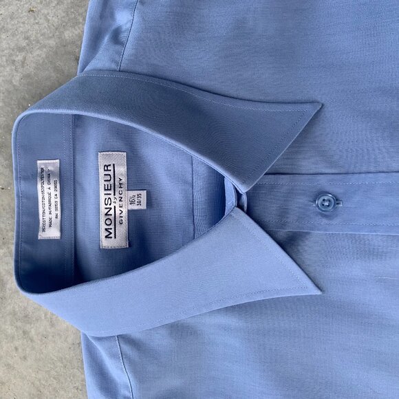 Designer Blue Givenchy Button up Button Down Collared Shirt - Picture 2 of 6